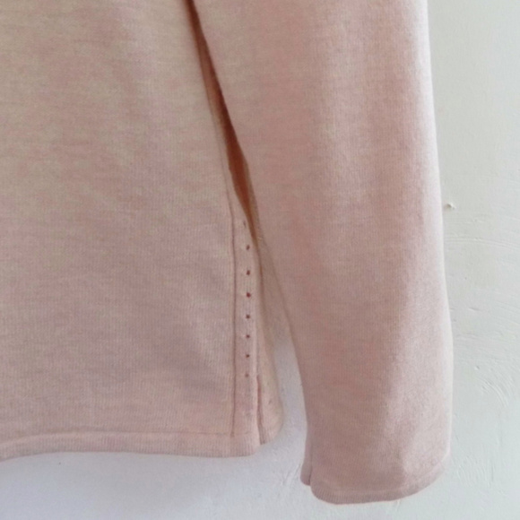 NWT Light turtleneck sweater L 44  Nude Dusky pink Wool bl Pointelle Peach Large - Picture 3 of 7
